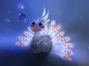 small, bubble, 3D Graphics, peacock