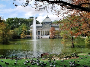Park, crystal, Madrid, fountain, palace, Deep, Spain