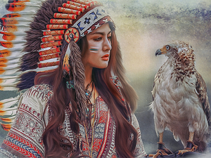 plume, Women, falcon, graphics, Bird, Indian