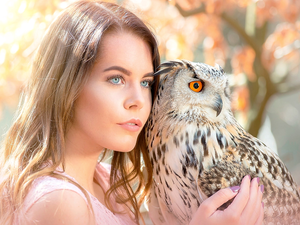 eagle-owl, Women, owl