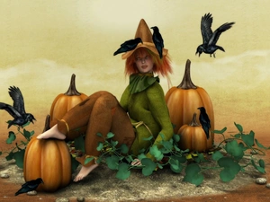 Ravens, halloween, pumpkin