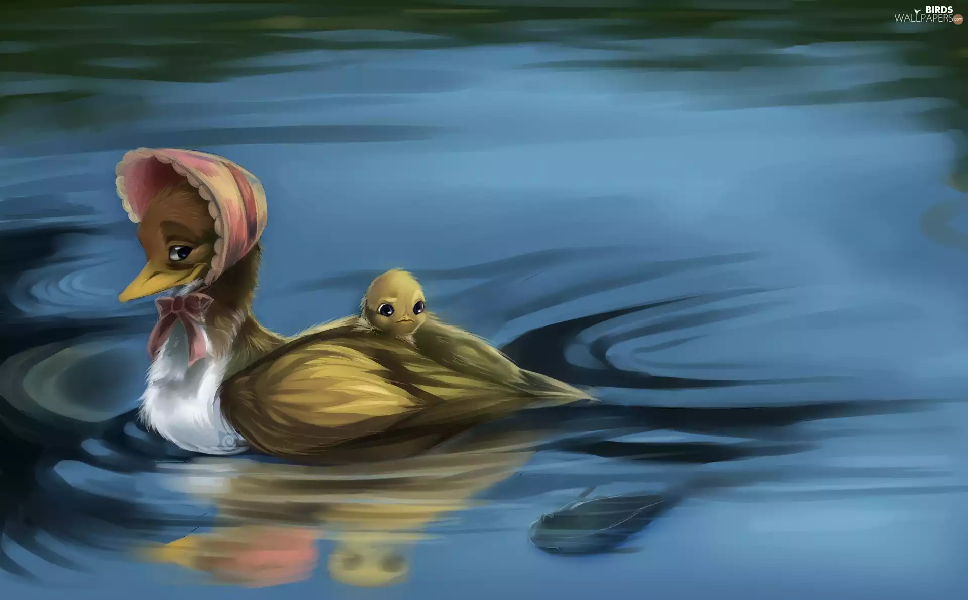 water, duck, little doggies