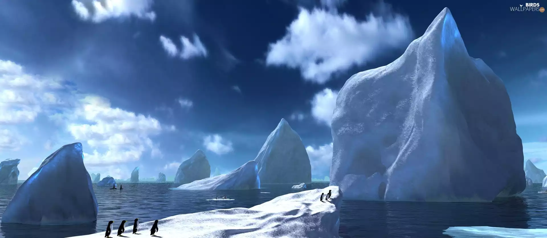 Great, ice, penguin, Mountains