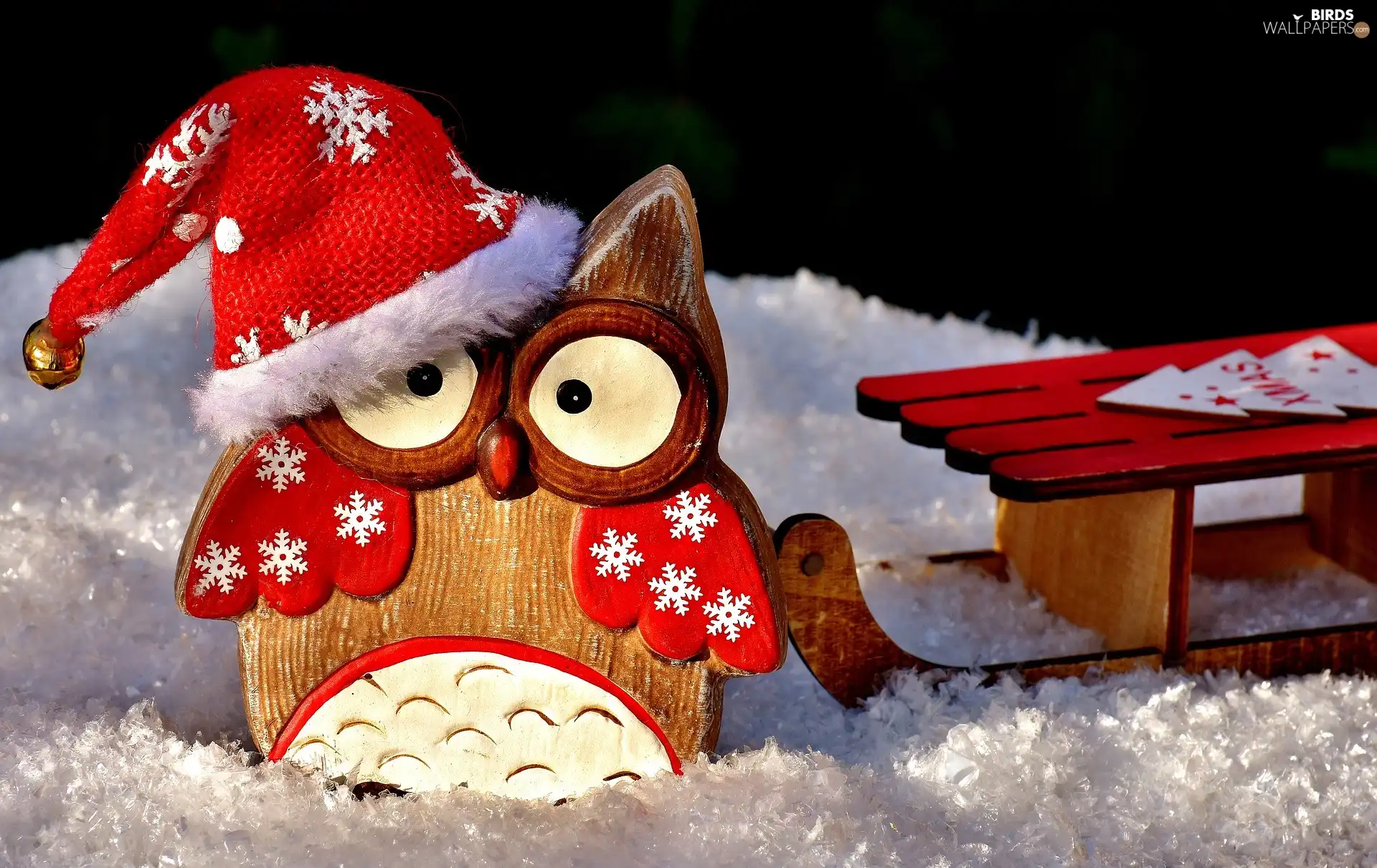 Hat, Wooden, sledge, owl, decoration, Nicholas, snow