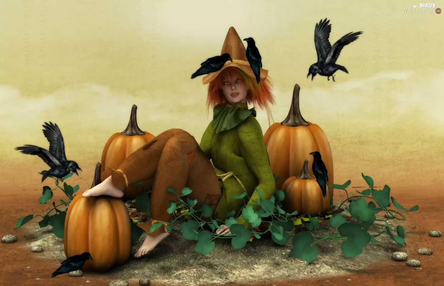 Ravens, halloween, pumpkin